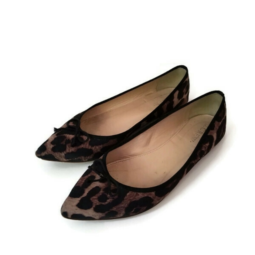 J. Crew flats pointy toe bow animal sz 7